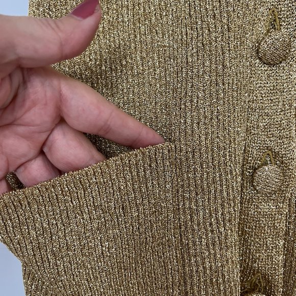 Vintage gold Metallic Sweater Vest Cardigan XS/S - Picture 3 of 4